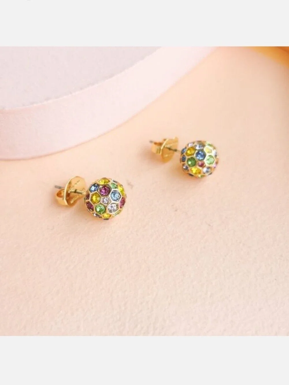 kate spade Gold-Tone Multicolor Crystal Button Earrings